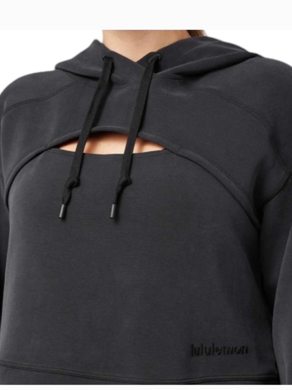 Lululemon Black Get Centered Cropped Hoodie